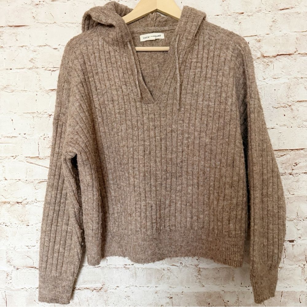 Lucky Brand hooded boxy sweater wool blend
